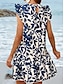 cheap Print Dresses-Women&#039;s Ruched Crew Neck Mini Dress Short Sleeve Summer