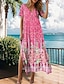 Χαμηλού Κόστους Print Φορέματα-Γυναικεία Καθημερινό φόρεμα Φλοράλ Στάμπα Λαιμόκοψη V Μακρύ Φόρεμα Μάξι Φόρεμα Μπόχο Διακοπές Κοντομάνικο Καλοκαίρι