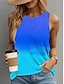 ieftine Bluze &amp; Camisole Damă-Pentru femei Bluză Vestă Ombre Gradient de culoare Vacanță Imprimeu Roz Îmbujorat Fără manșon Stilat Stil Nautic Vară