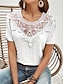 cheap Women&#039;s Blouses &amp; Shirts-Women&#039;s Blouse Lace White Short Sleeve Square Neck Summer
