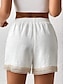 preiswerte Damenshorts-Damen Shorts Kurze Hosen Polyester Glatt Weiß Einfach Hoher Taillenbund Kurz Urlaub Casual Sommer Frühling