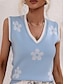 ieftine Bluze &amp; Camisole Damă-Pentru femei Bluză Floral Zilnic Ieșire Imprimeu Negru Fără manșon Casual În V Vară