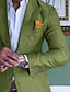 cheap Blazer&amp;Jacket-Men&#039;s Linen Blazer Beach Wedding Casual Solid Colored Regular Tailored Fit Single Breasted Two-buttons Blue Purple Green 2024