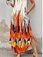 Χαμηλού Κόστους Print Φορέματα-Γυναικεία Σκίσιμο Στάμπα Στρογγυλή Ψηλή Λαιμόκοψη Μακρύ Φόρεμα Μάξι Φόρεμα Κοντομάνικο Καλοκαίρι
