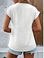 baratos Blusas e Camisas de mulher-Mulheres Camisa Social Blusa Trabalho Diário Franzido Branco Manga Curta Clássico Decote V Verão