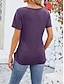 baratos Tops básicos de mulher-Camiseta Mulheres Preto Rosa Vinho Tecido Botão Com Cordão Rua Diário Moda Decote U Normal M