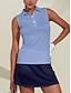 olcso Női golfruházat-Női POLO trikó Fehér Kék Ujjatlan Napvédő Felsők Női golffelszerelések ruhák ruhák, ruházat