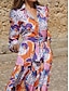cheap Casual Dresses-Women&#039;s Casual Dress Floral Color Block Print Shirt Collar Long Dress Maxi Dress Daily Vacation Long Sleeve Summer