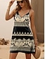 Χαμηλού Κόστους Print Φορέματα-Γυναικεία Γεωμετρικό Στάμπα Λαιμόκοψη V Μίνι φόρεμα Αμάνικο Καλοκαίρι