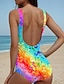 levne Jednodílné plavky-Dámské Plavky Jeden kus Plavky Tropický vzhled Oblečení na pláž léto Plavky