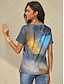 billige T-skjorter til kvinner-Dame T skjorte Fugl Daglig Helg Trykt mønster Marineblå Kortermet Grunnleggende V-hals