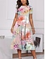 cheap Print Dresses-Women&#039;s Casual Dress Print Crew Neck Midi Dress Stylish Daily Date Short Sleeve Summer