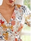 voordelige casual jurkje met print-Maxi-jurk van katoen met gekruiste kraag en bloemen