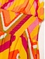 levne potisk neformálních šatů-šifonové geometrické maxi šaty s výstřihem do V