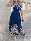 levne Šaty s potiskem-Dámské Šifón Květinový Nabírané šaty Asymetrický Dlouhé šaty Maxi šaty Párty Bez rukávů Léto