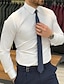 olcso Ingek-fehér férfi ing standard szabású, hosszú ujjú hajtóka egyszínű poliészter 2024