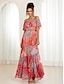 cheap Print Dresses-Women&#039;s Paisley Maxi Dress Off Shoulder Chiffon A Line Dress Ruffle Trim Boho Vacation Short Sleeve Summer
