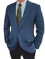 cheap Blazer&amp;Jacket-Men&#039;s Tweed Herringbone Blazer Retro Vintage Jacket Winter Regular Plus Size Single-Breasted Two-buttons Brown Black Blue 2024