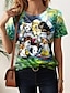 abordables Camisetas de mujer-Mujer Camiseta Animal Perro Diario Elegante Manga Corta Cuello Barco Verde Trébol Verano