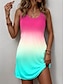 cheap Print Dresses-Women&#039;s Sundress Tank Dress Ombre Color Gradient Print Crew Neck Mini Dress Stylish Vacation Sleeveless Summer