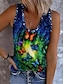 ieftine Bluze &amp; Camisole Damă-Pentru femei Bluză Vestă Fluture Imprimeu Vacanță Modern Casual Fără manșon Stil Nautic Albastru piscină Vară