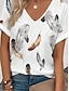 economico T-Shirt da donna-Per donna maglietta A strisce Giornaliero Stampa Bianco Manica corta Di tendenza A V Estate