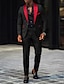 tanie Garnitury-Czarny różowy czerwony męskie garnitury na studniówkę smokingi ślubne garnitury jednokolorowe dwuczęściowe moda codzienny formalny dopasowany krój jednorzędowy zapinany na jeden guzik 2024