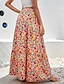 cheap Maxi Skirts-Women&#039;s Skirt A Line Swing Maxi Skirts Print Floral Holiday Vacation Summer Polyester Casual Boho Pink