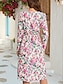 cheap Print Dresses-Women&#039;s A Line Dress Floral Elastic Waist Print V Neck Midi Dress Elegant Stylish Party Daily Long Sleeve Spring Fall