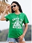olcso Női pólók-Női Póló Pamut Lóhere Szöveg Parti Szent Patrik napja Szabadság Nyomtatott Fekete Rövid ujjú Klasszikus Vicces Kerek Irish Shirt St. Patrick&#039;s Day T-Shirt for Women St. Patrick&#039;s Shirt unisex Luck of