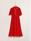 abordables robe décontractée imprimée-robe mi-longue en mousseline à imprimé floral et manches bouffantes