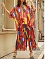 cheap Women&#039;s Two Piece Sets-Women&#039;s Two Pieces Set Chiffon Tie Dye Striped Casual Daily Print Red Half Sleeve Vacation Daily