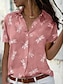 abordables Blusas y camisas de mujer-Mujer Camisa Blusa Animal Botón Estampado Diario Vacaciones Casual Manga Corta Cuello Camisero Rosa Primavera verano
