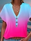 preiswerte T-Shirts für Damen-Damen T Shirt Farbverlauf Farbverläufe Urlaub Bedruckt Gelb Kurzarm Stilvoll V Ausschnitt Sommer