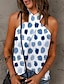 ieftine Bluze &amp; Camisole Damă-Pentru femei Bluză Floral Grafic Buline Imprimeu Zilnic Vacanță Casual Fără manșon Gâtul halter Alb Vară