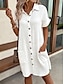 preiswerte schlichte Kleider-Damen Sommerkleid Weißes Spitzen-Brautkleid Midikleid Taste Brautkleider schlicht Kargen Kurzarm Weiß Farbe