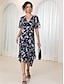 cheap Print Dresses-Women&#039;s Chiffon A Line Dress Floral Ruffle Hem V Neck Flutter Sleeve Maxi Dress Elegant Stylish Date Short Sleeve Summer Spring