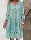 Χαμηλού Κόστους σχέδιο βαμβακερά &amp; λινά φορέματα-Γυναικεία Φόρεμα Καθημερινό φόρεμα Φλοράλ Δαντέλα Κουρελού Λαιμόκοψη V Μίνι φόρεμα Στυλάτο Καθημερινά Ημερομηνία Κοντομάνικο Καλοκαίρι