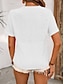 levne Dámská trička-Dámské Tunika Bez vzoru Krajka Denní Dovolená Módní Krátký rukáv Do V Černá Léto