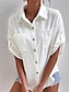 preiswerte Basic-Damenoberteile-Hemd Bluse Damen Schwarz Weiß Grau Glatt Taste Tasche Strasse Täglich Modisch Hemdkragen Leinen Regular Fit S