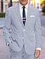 olcso Öltönyök-kék rózsaszín férfi strand esküvői öltöny seersucker egyszínű 2 részes szabványos egymellű kétgombos 2024