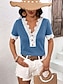 Χαμηλού Κόστους Βασικές Γυναικείες Μπλούζες-Πουκάμισο Δαντελένιο πουκάμισο Μπλούζα Γυναικεία Κρασί Θαλασσί Βυσσινί Σκέτο Δαντέλα Κουμπί Δρόμος Καθημερινά Μοντέρνα Λαιμόκοψη V Κανονικό Τ