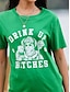 Χαμηλού Κόστους Γυναικεία T-Shirts-Γυναικεία Μπλουζάκι Βαμβάκι Τριφύλλι Γράμμα Πάρτι Ημέρα του Αγίου Πατρικίου Αργίες Στάμπα Μαύρο Κοντομάνικο Κλασσικό Αστείος Στρογγυλή Λαιμόκοψη Irish Shirt St. Patrick&#039;s Day T-Shirt for Women St