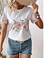 abordables Camisetas de mujer-Mujer Camiseta Floral Diario Fin de semana Elegante Moda Manga Corta Cuello Barco Blanco Verano