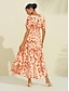 tanie drukowana sukienka na co dzień-Sukienka maxi z satynowymi koralikami i marszczonymi koralikami