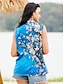 ieftine Bluze &amp; Camisole Damă-Pentru femei Bluză Floral Imprimeu Casual Concediu Modă Fără manșon În V Roșu-aprins Vară