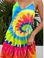 olcso Mintás ruhák-Női Batikolt Nyomtatott Spagettipánt Mini ruha Tropikus Hawaii Vakáció Ujjatlan Nyár