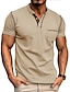 cheap Men&#039;s Casual T-shirts-Men&#039;s Henley Shirt Tee Top Plain Henley Street Vacation Short Sleeves Pocket Clothing Apparel Fashion Designer Basic