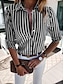 cheap Women&#039;s Blouses &amp; Shirts-Women&#039;s Shirt Blouse Striped Button Print Daily Casual Long Sleeve Shirt Collar Black Spring &amp; Summer