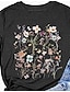 halpa Naisten T-paidat-Naisten T-paita Kukka Loma Viikonloppu Painettu Musta Lyhythihainen Muoti V kaula-aukko Kesä